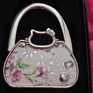 Floral Silver Clutch Bag Hook
